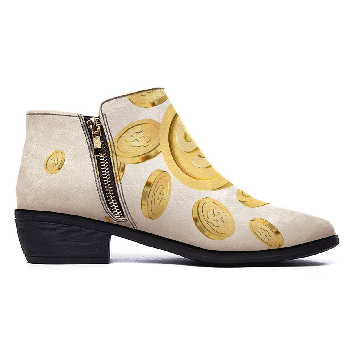 Sign Explosion Golden Dollar Print Ankle Boots-grizzshop