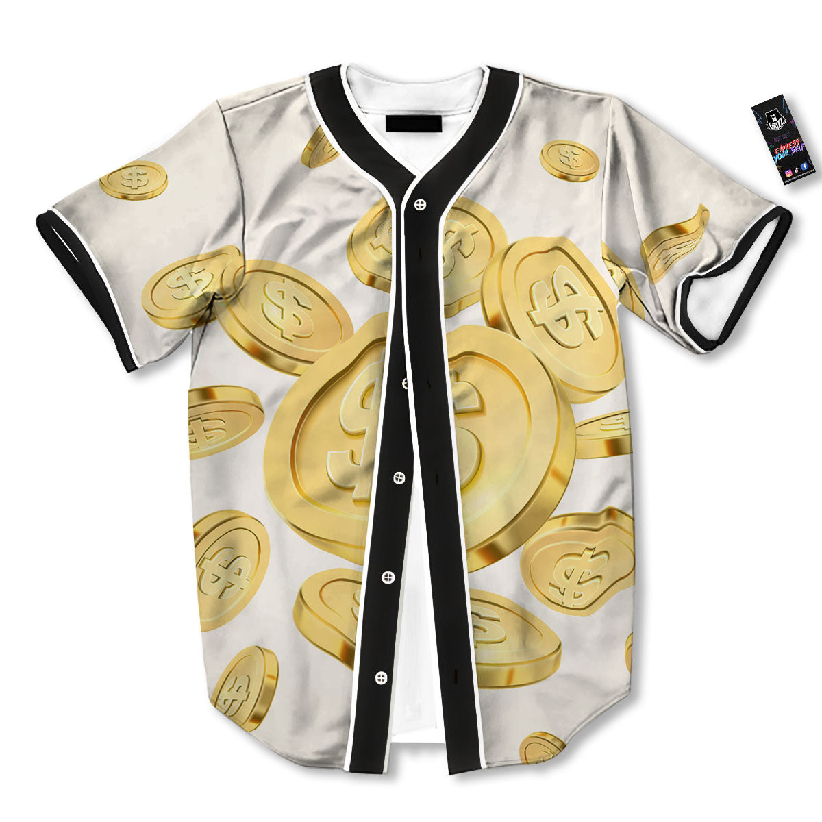 Sign Explosion Golden Dollar Print Baseball Jersey-grizzshop