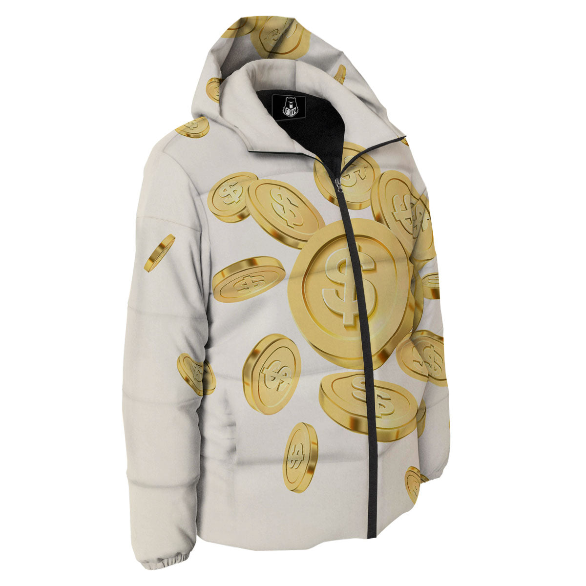 Sign Explosion Golden Dollar Print Down Jacket-grizzshop
