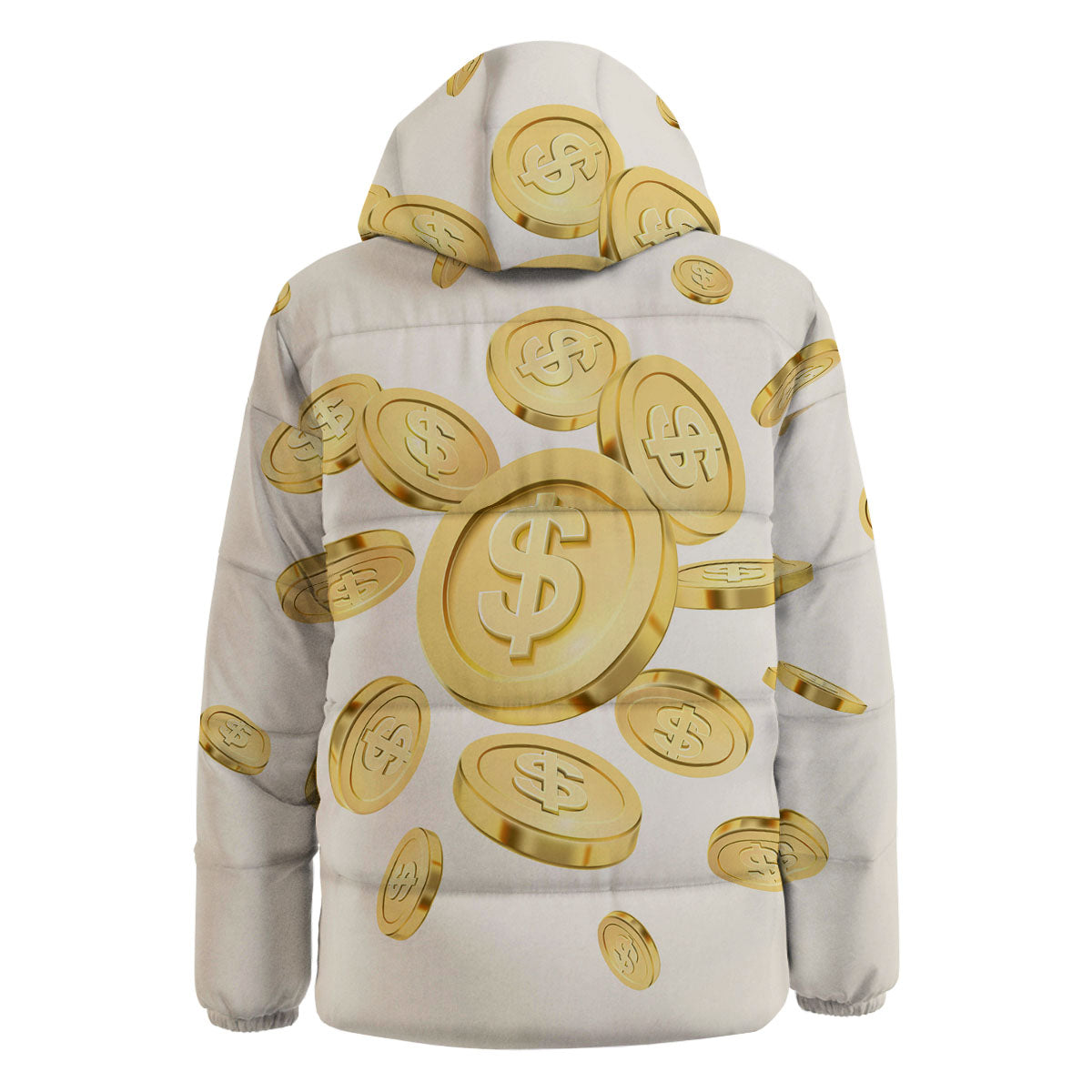 Sign Explosion Golden Dollar Print Down Jacket-grizzshop