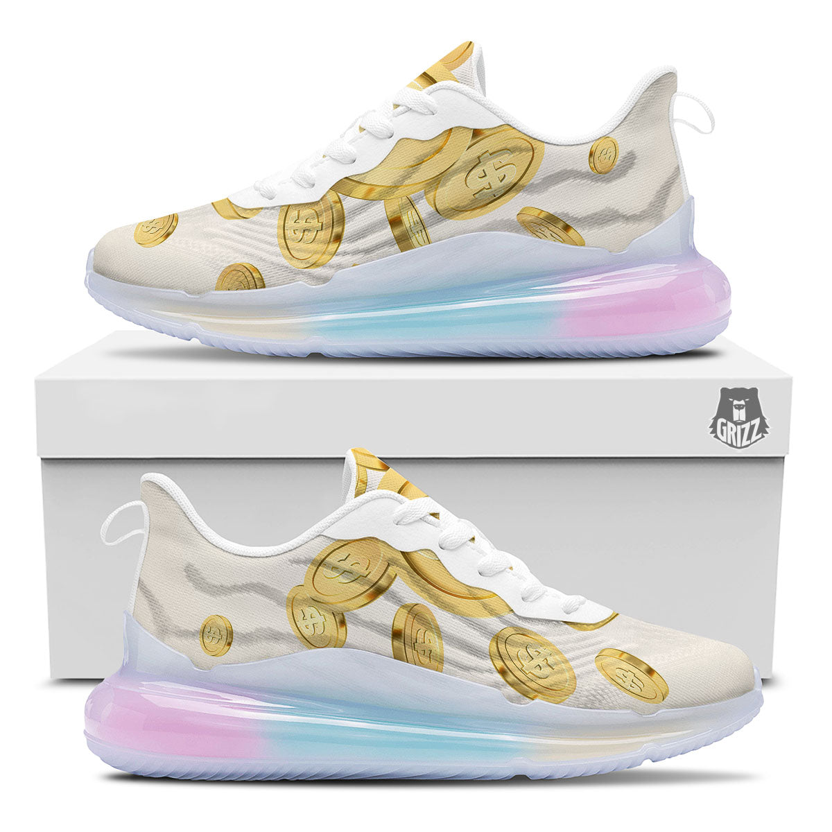 Sign Explosion Golden Dollar Print Running Sneakers-grizzshop