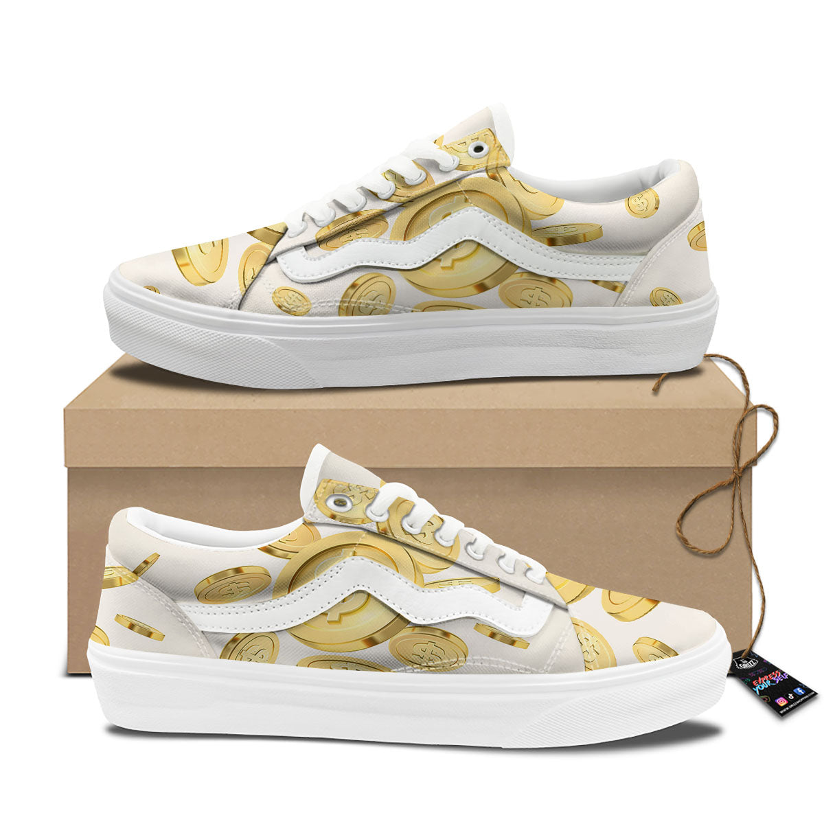 Sign Explosion Golden Dollar Print Skate Shoes-grizzshop