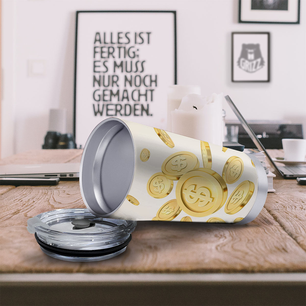 Sign Explosion Golden Dollar Print Tumbler-grizzshop
