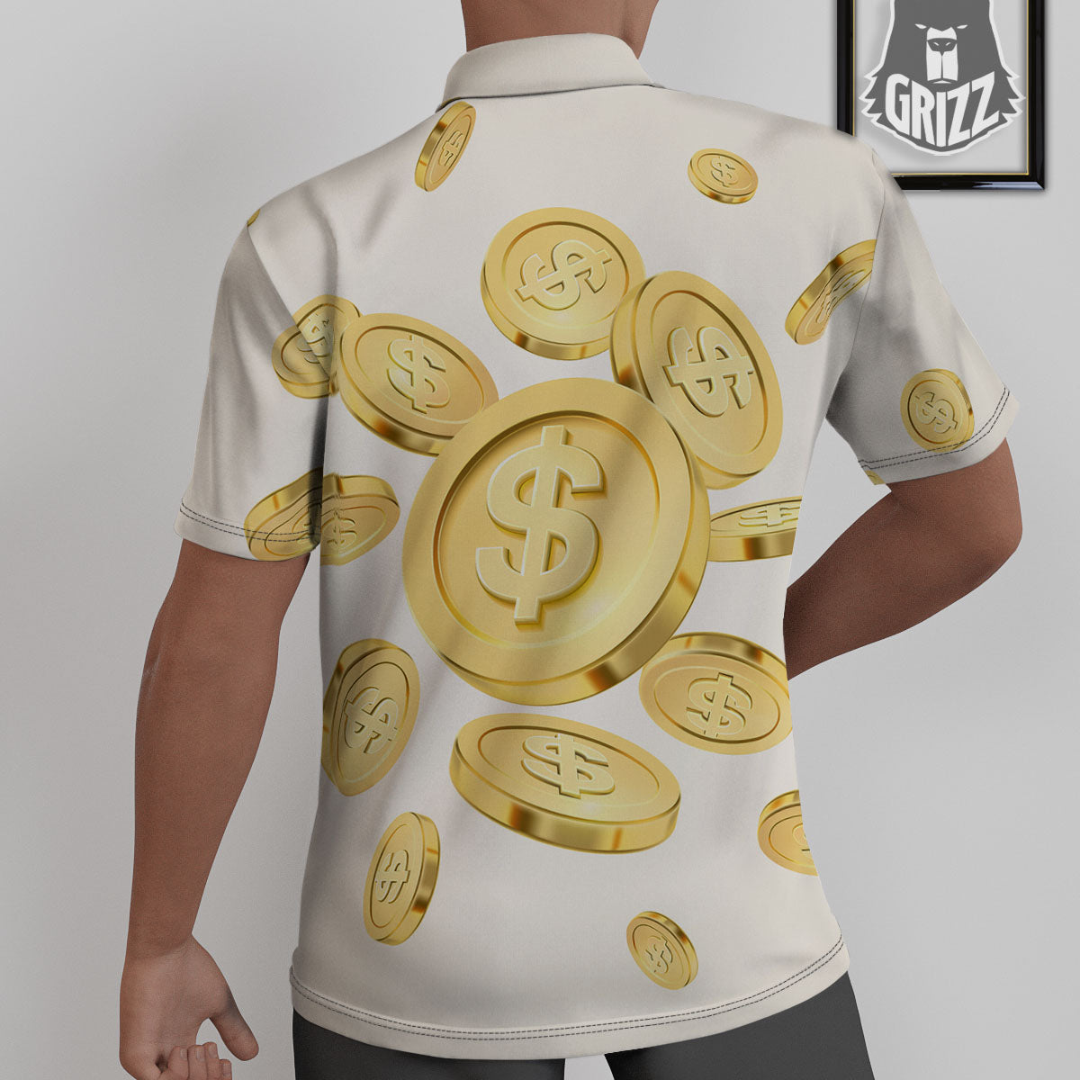 Sign Explosion Golden Dollar Print Untucked Shirts-grizzshop