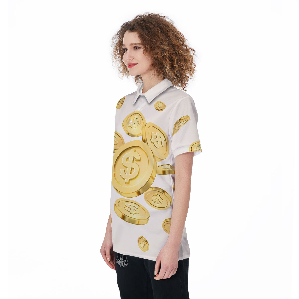 Sign Explosion Golden Dollar Print Women's Golf Shirts-grizzshop