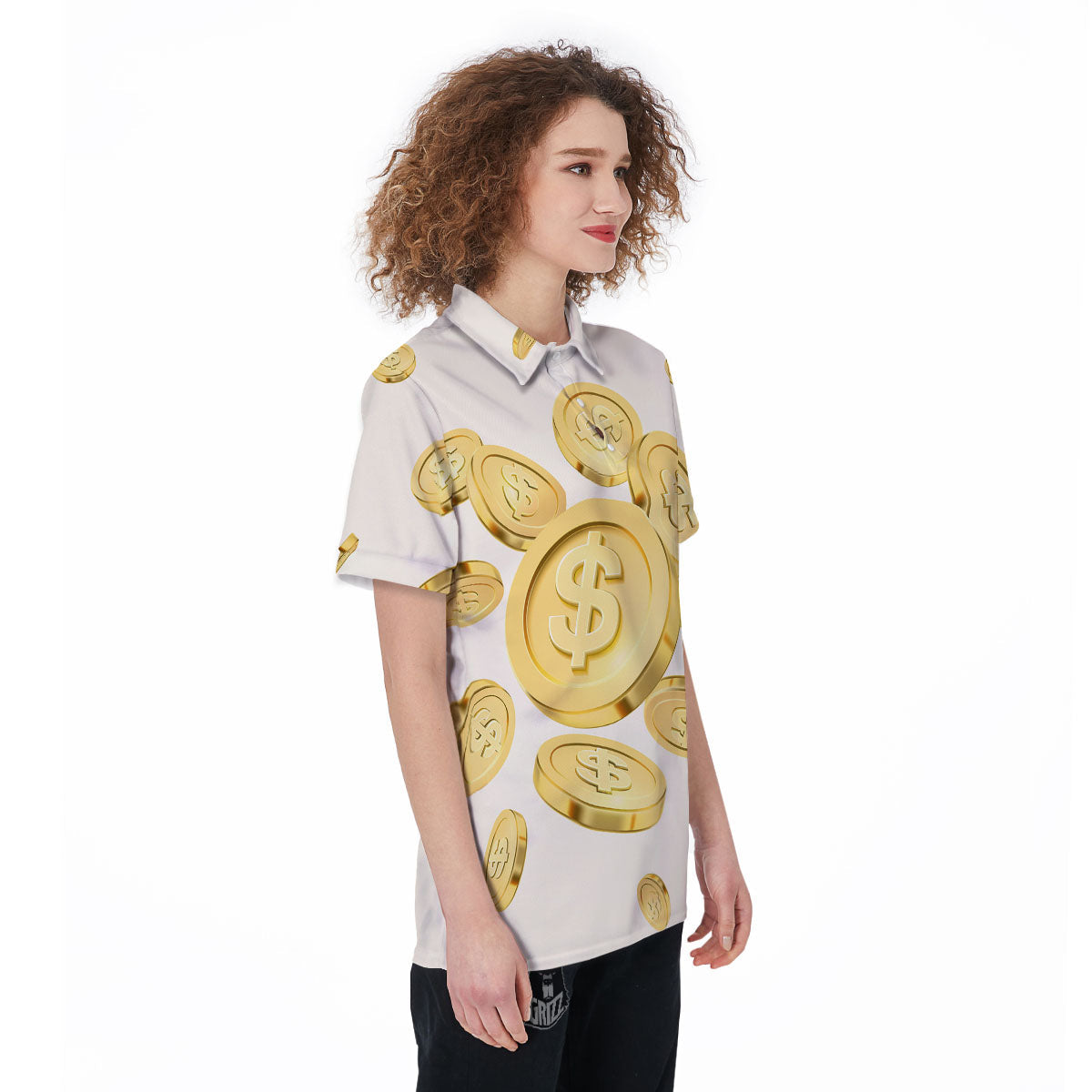 Sign Explosion Golden Dollar Print Women's Golf Shirts-grizzshop