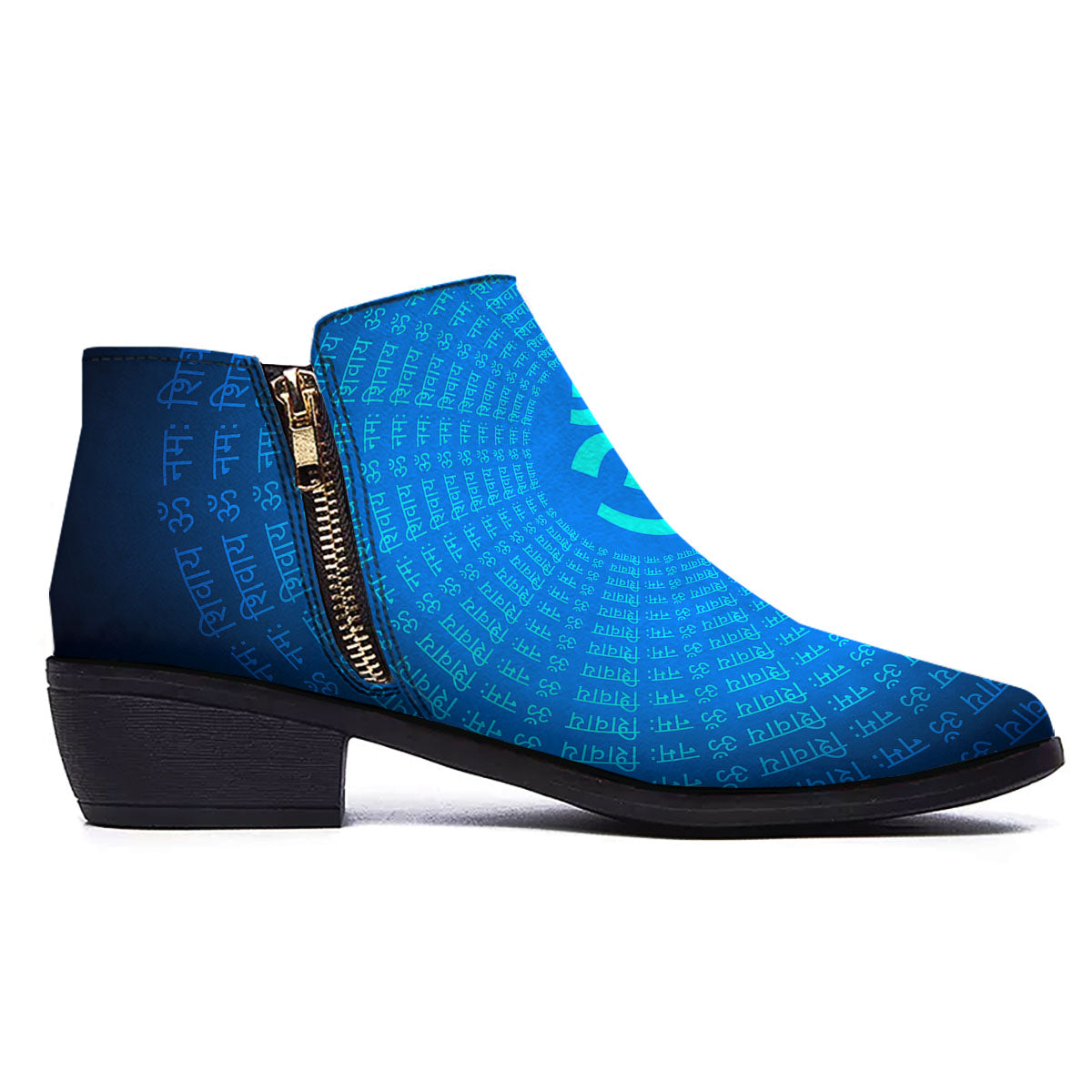 Sign Om Spiritual Print Ankle Boots-grizzshop