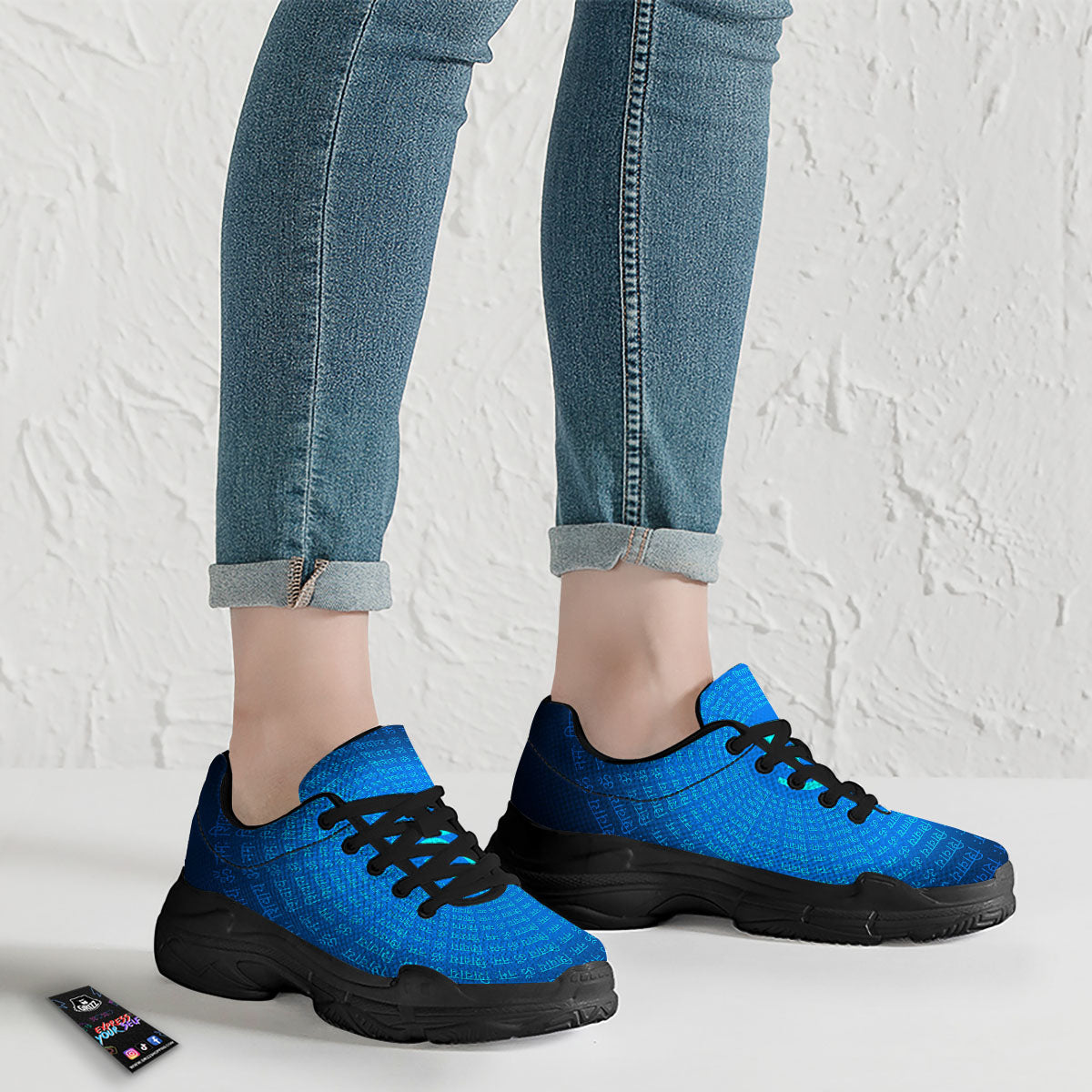 Sign Om Spiritual Print Black Chunky Shoes-grizzshop