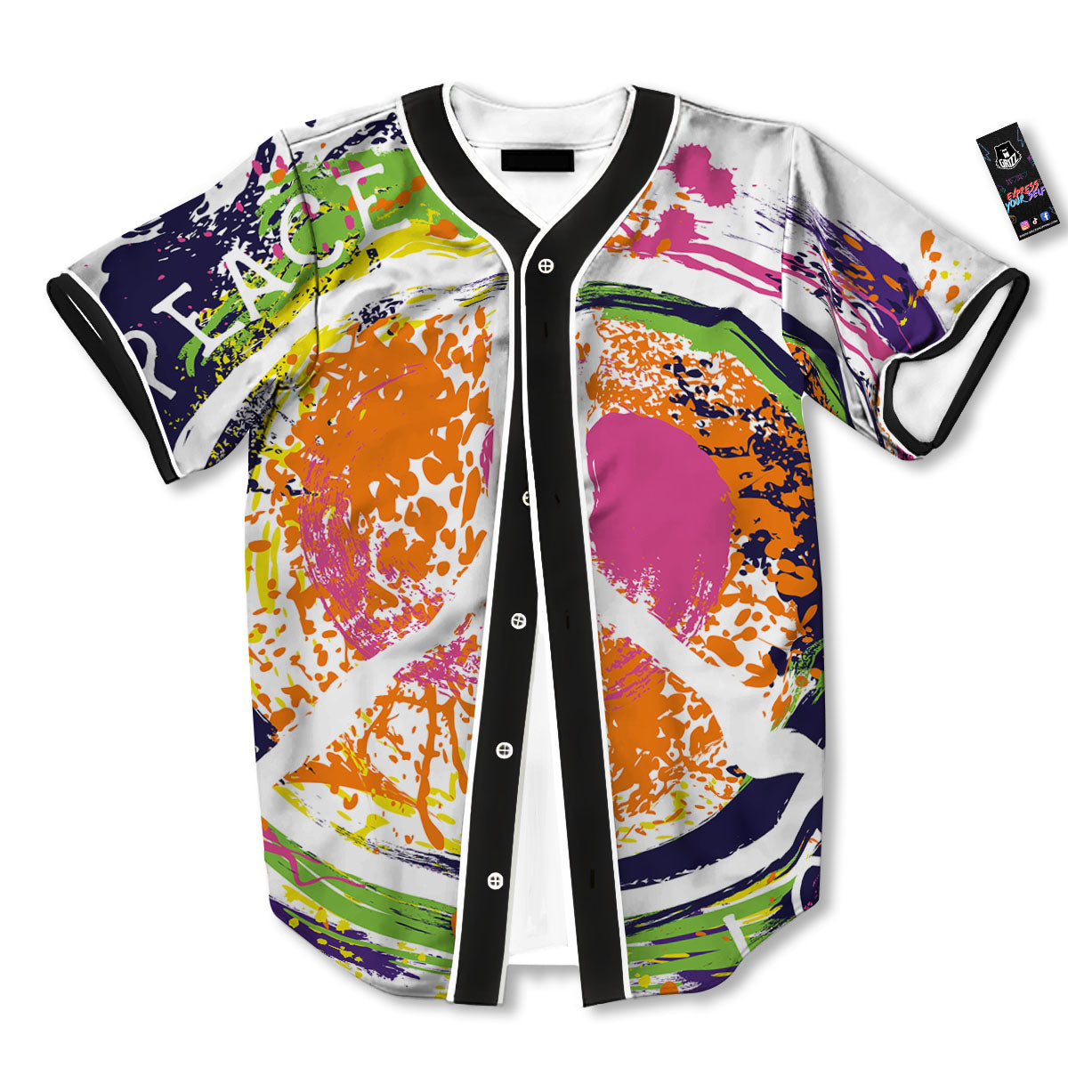 Sign Peace Rasta Print Baseball Jersey-grizzshop