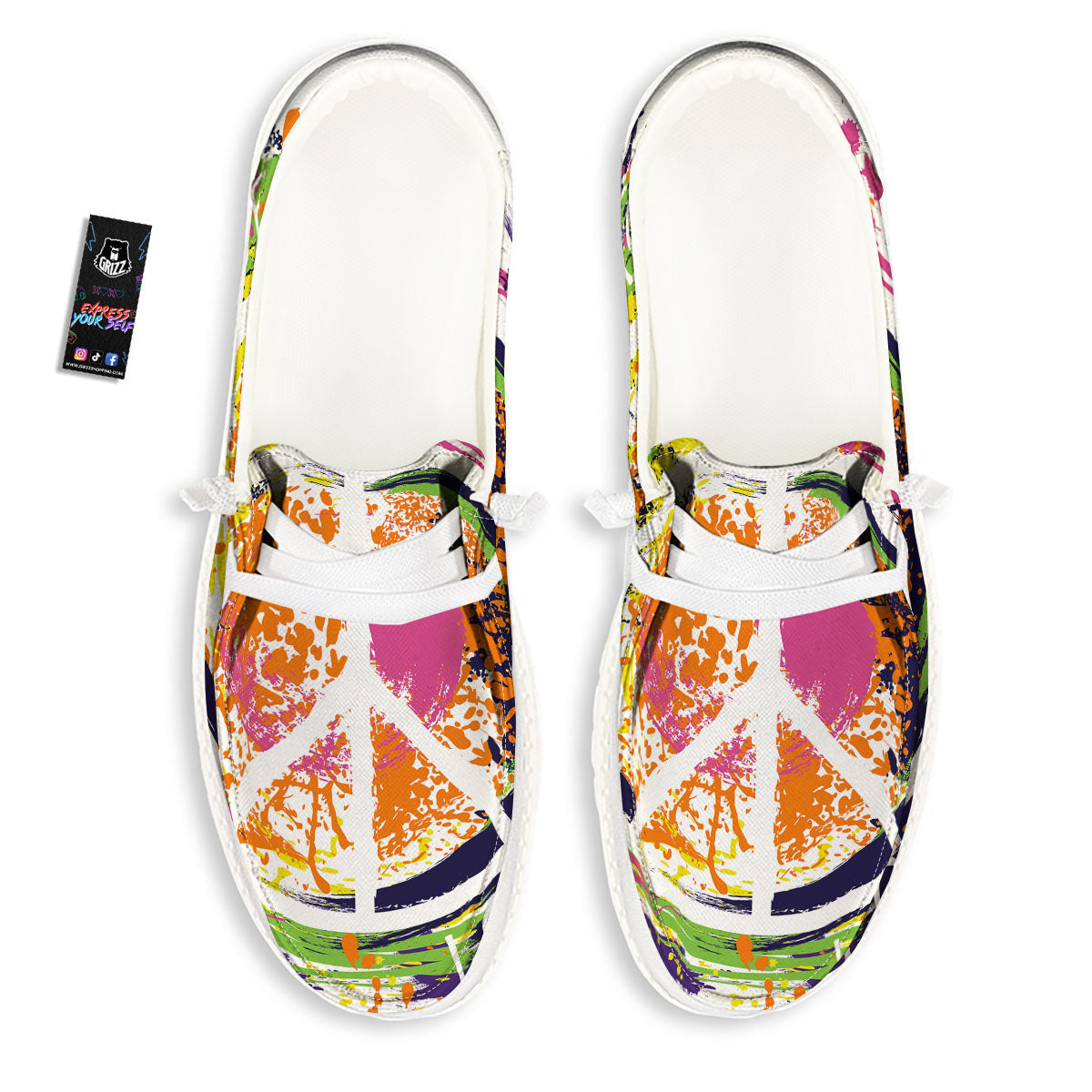Sign Peace Rasta Print Black Loafers-grizzshop
