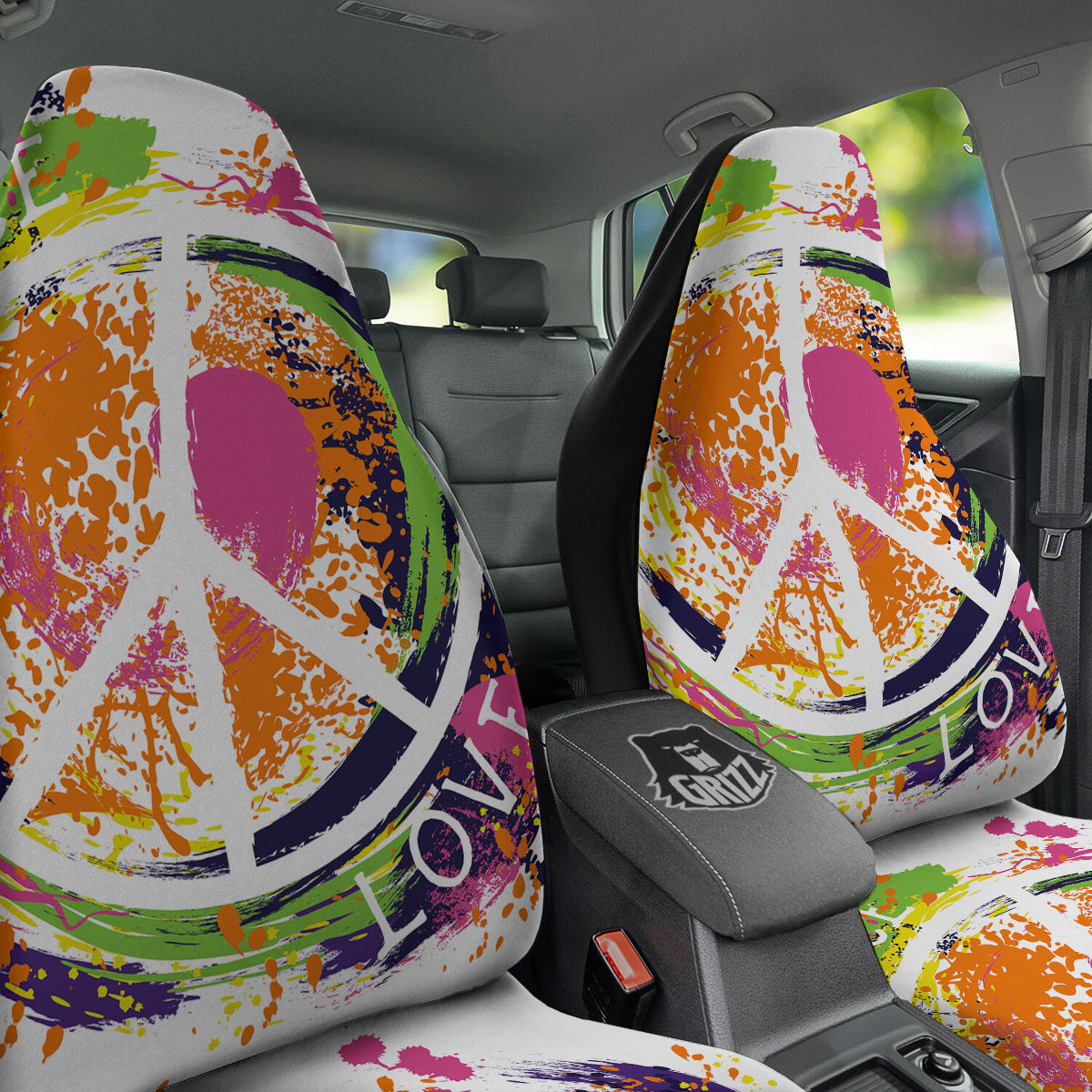 Sign Peace Rasta Print Car Seat Covers-grizzshop