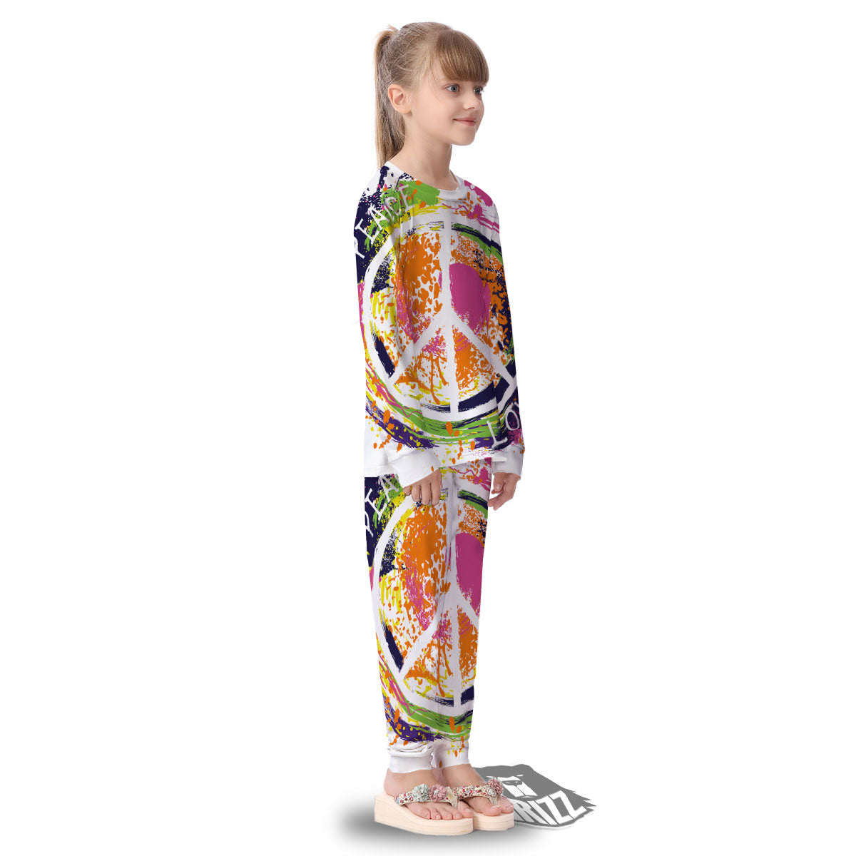 Sign Peace Rasta Print Kid's Pajamas-grizzshop