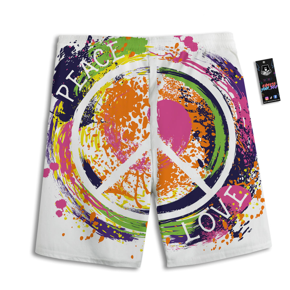 Sign Peace Rasta Print Men's Athletic Shorts