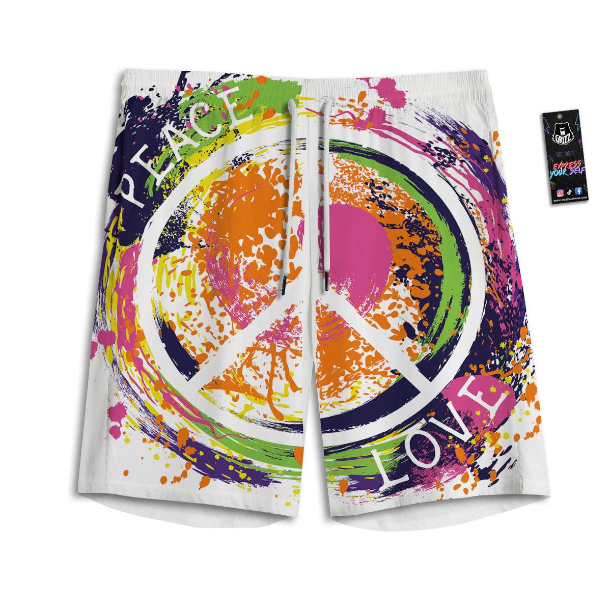 Sign Peace Rasta Print Men's Athletic Shorts