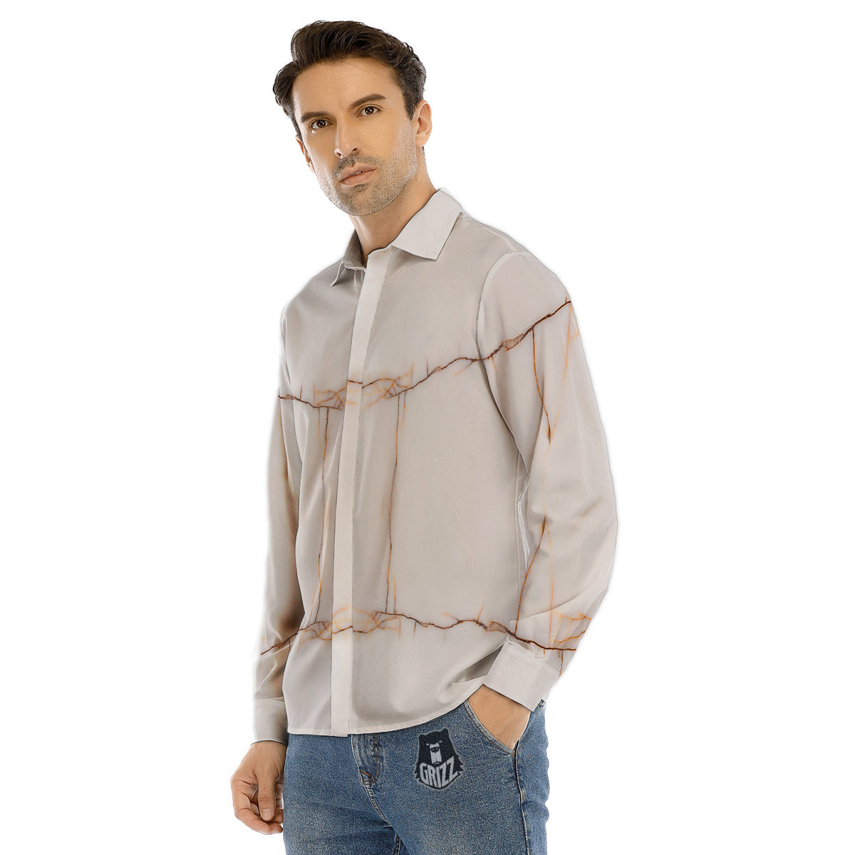 Sign Peace Rasta Print Men's Dress Shirts-grizzshop