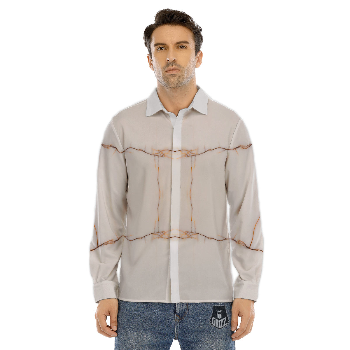 Sign Peace Rasta Print Men's Dress Shirts-grizzshop