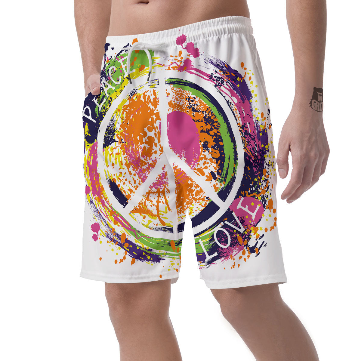 Sign Peace Rasta Print Men's Shorts-grizzshop