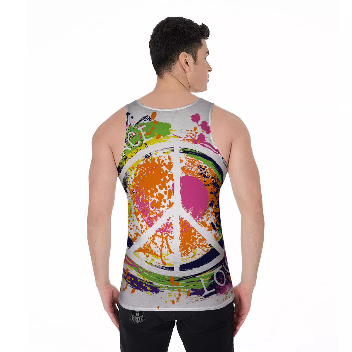 Sign Peace Rasta Print Men's Tank Top-grizzshop