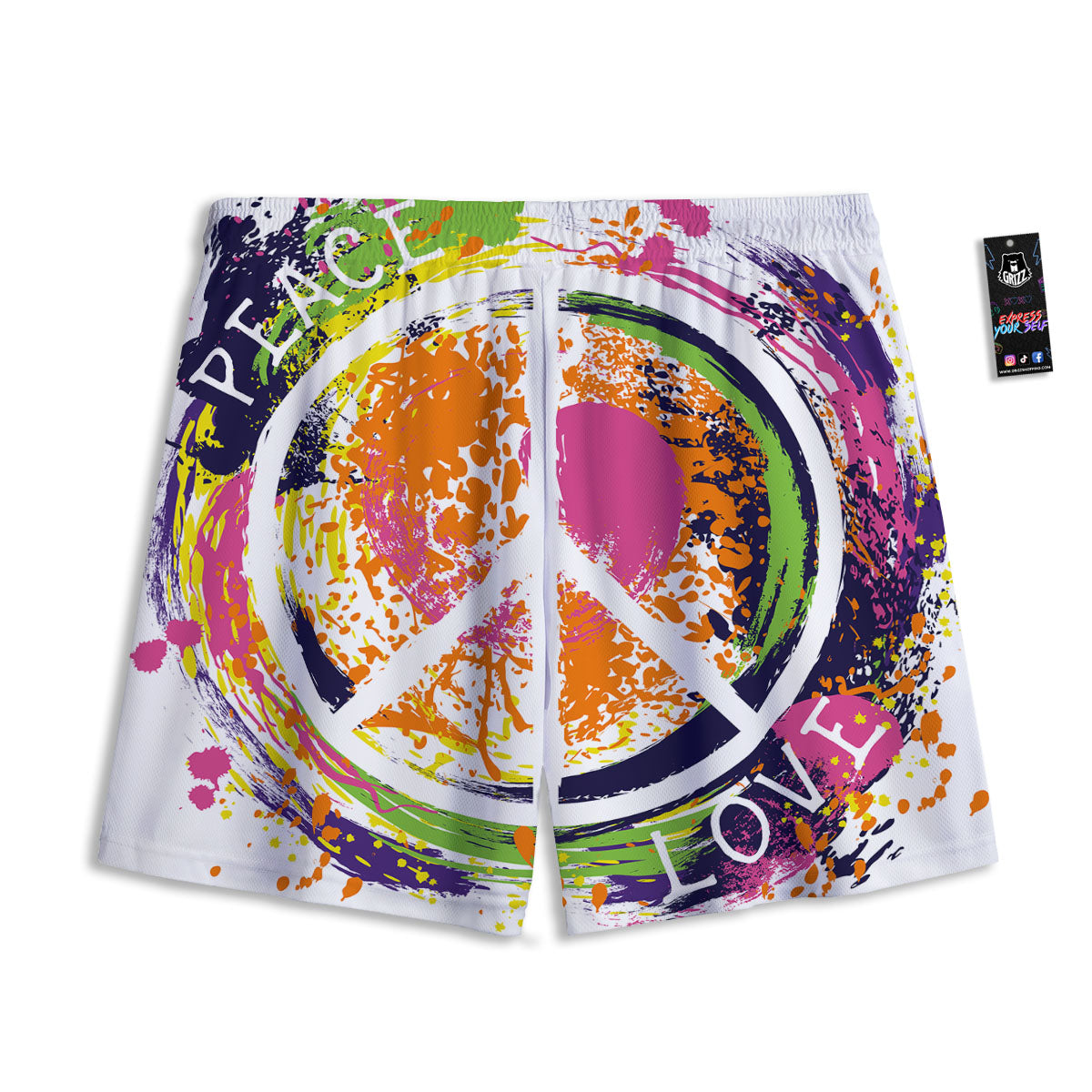 Sign Peace Rasta Print Mesh Shorts
