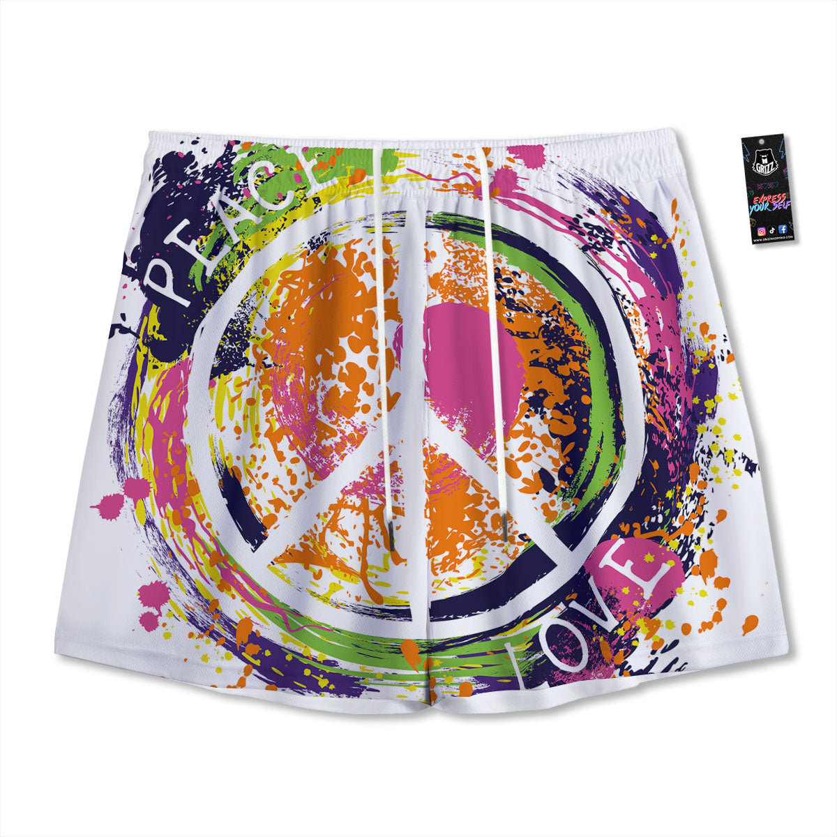 Sign Peace Rasta Print Mesh Shorts
