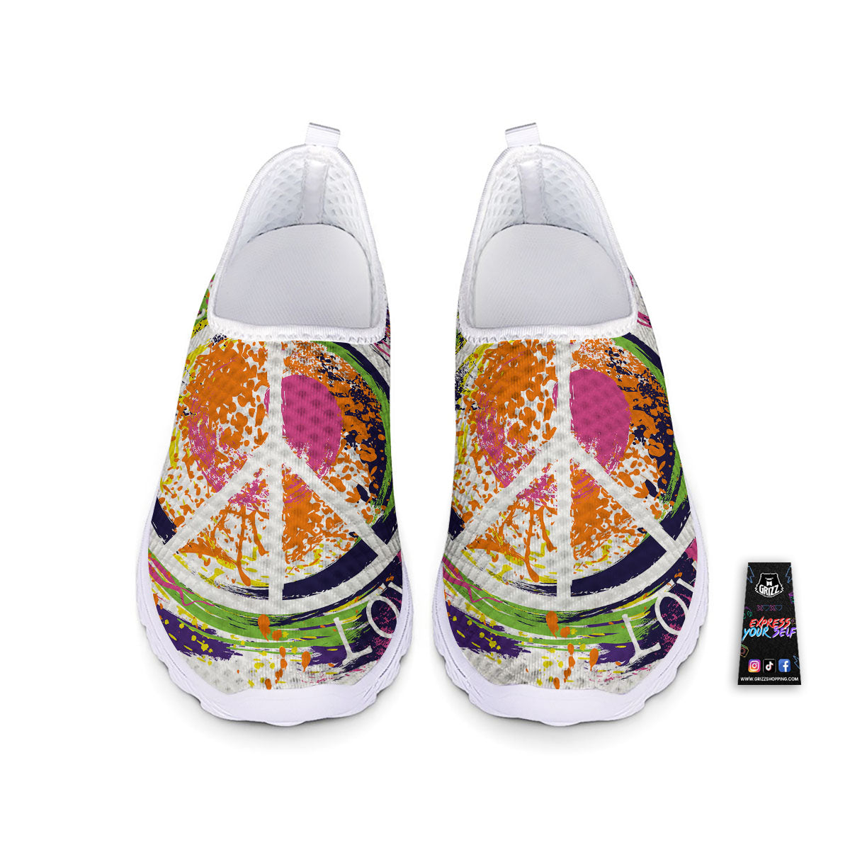 Sign Peace Rasta Print Nurse Shoes-grizzshop