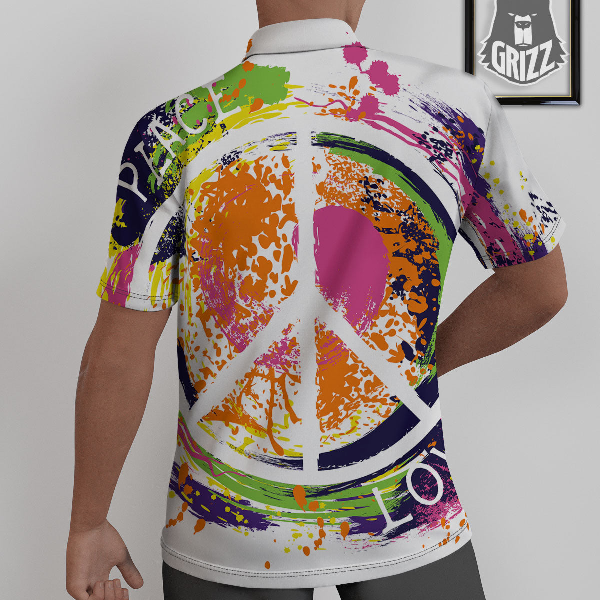 Sign Peace Rasta Print Untucked Shirts-grizzshop