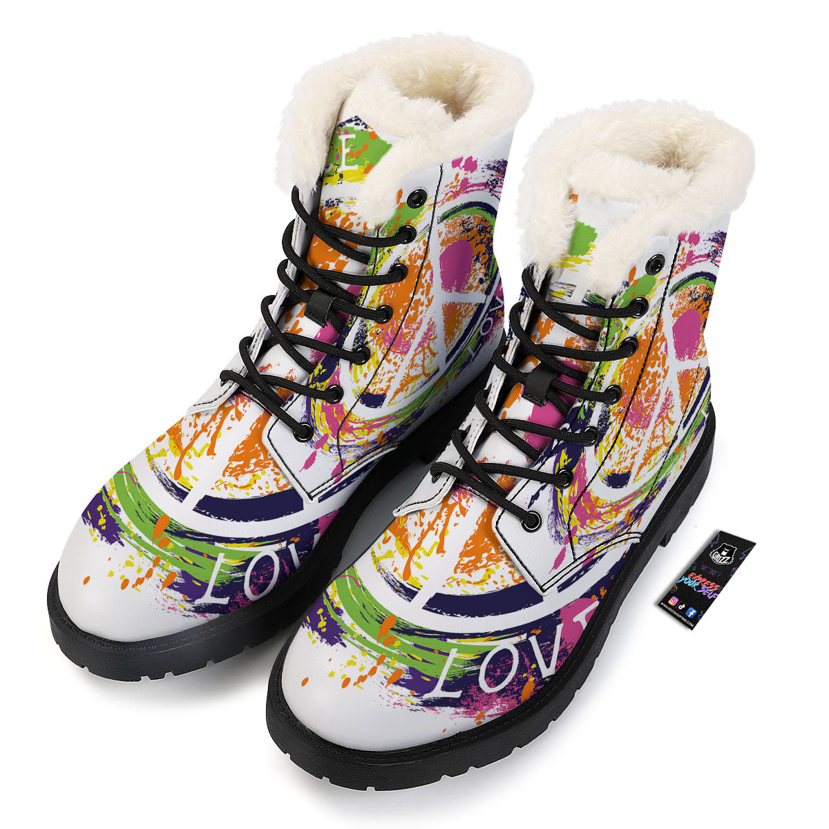 Sign Peace Rasta Print Winter Boots-grizzshop