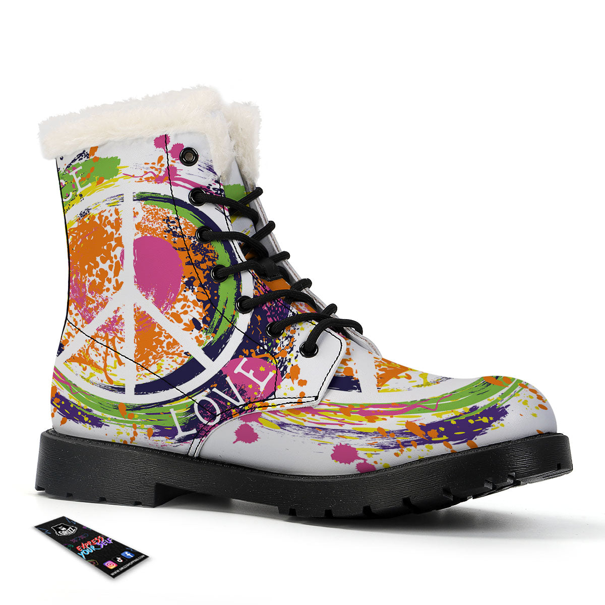 Sign Peace Rasta Print Winter Boots-grizzshop