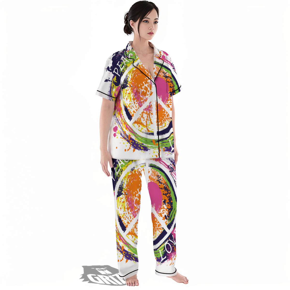 Sign Peace Rasta Print Women's Pajamas Set-grizzshop