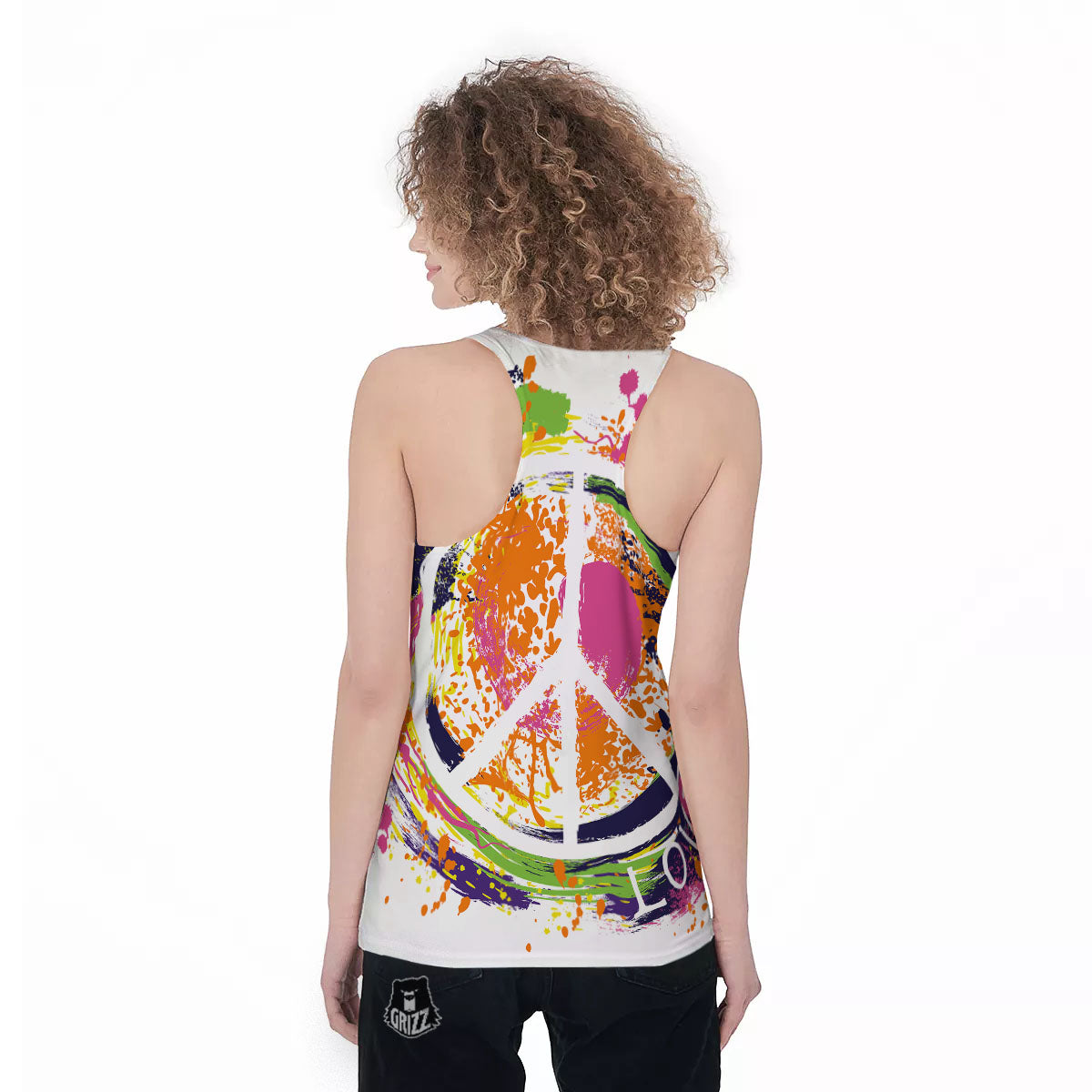 Sign Peace Rasta Print Women's Racerback Tank Top-grizzshop