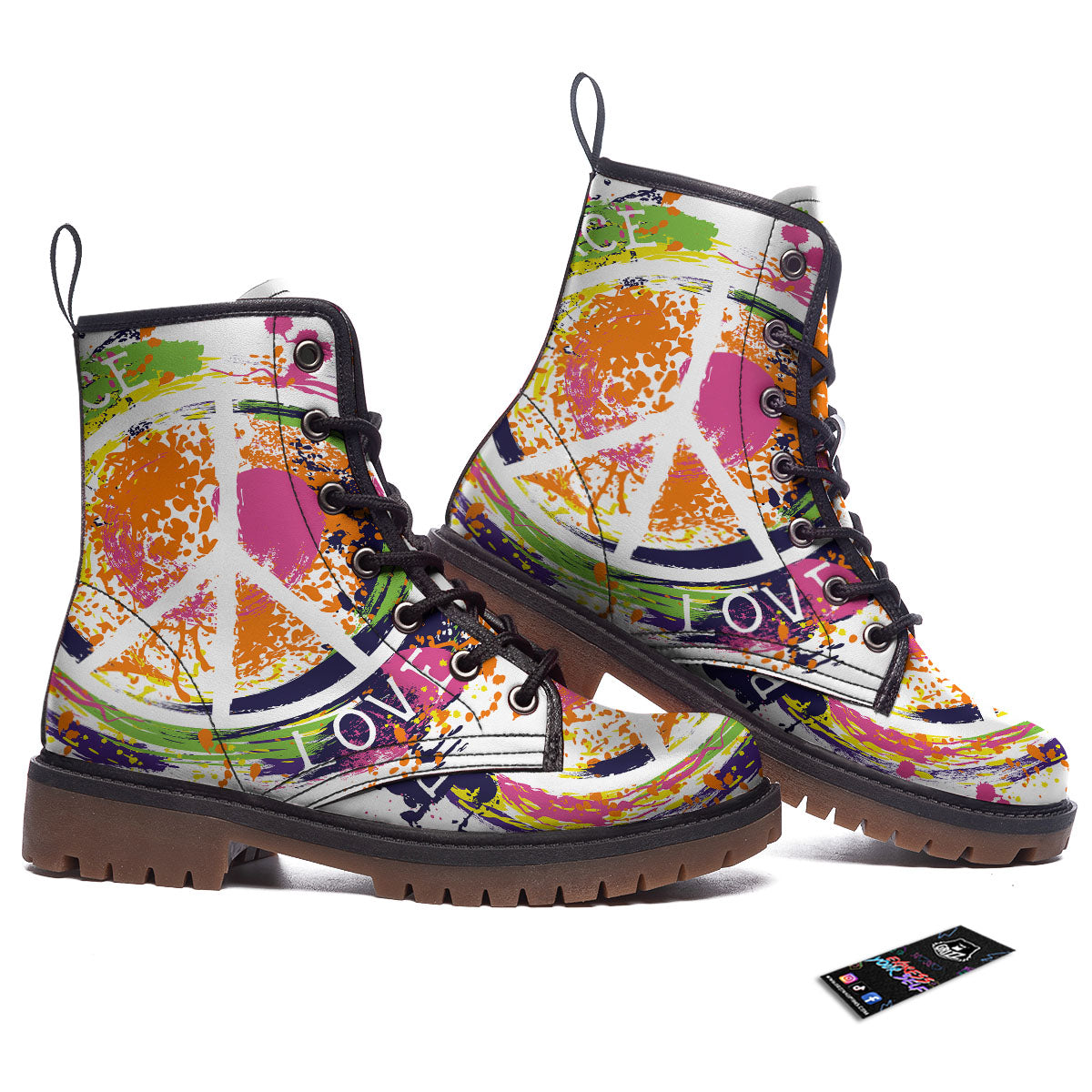 Sign Peace Rasta Print Work Boots-grizzshop