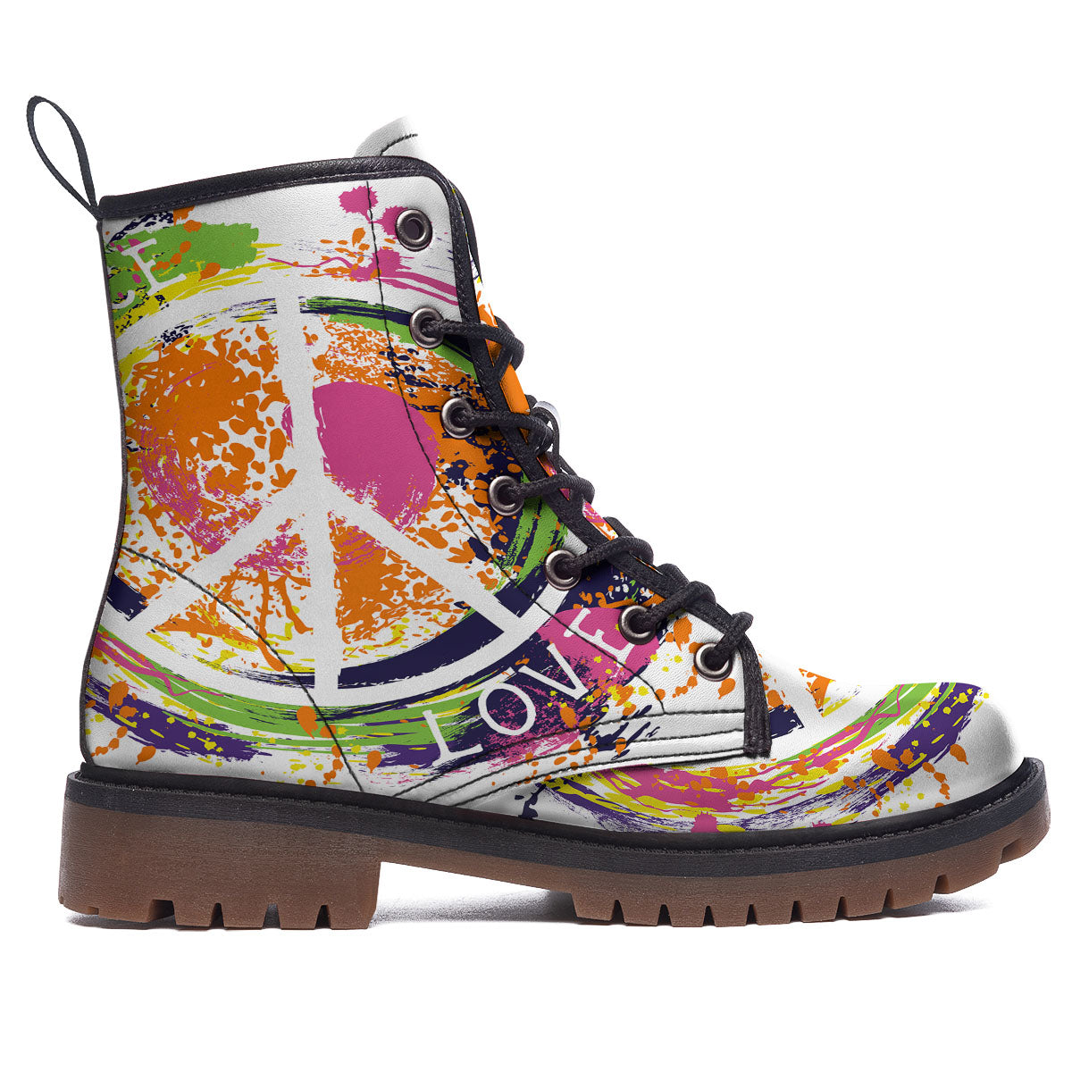 Sign Peace Rasta Print Work Boots-grizzshop