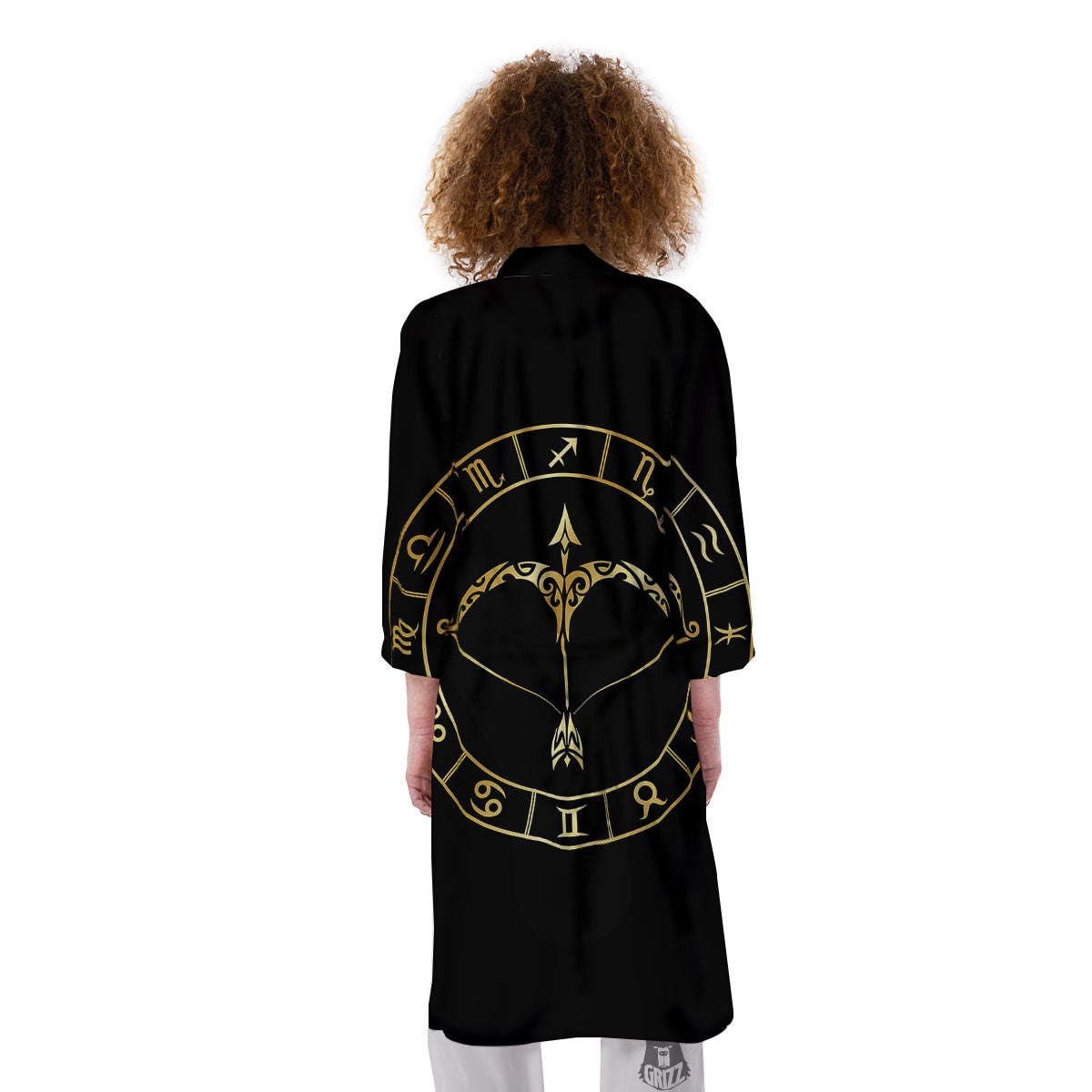 Sign Sagittarius Gold Print Kimono-grizzshop