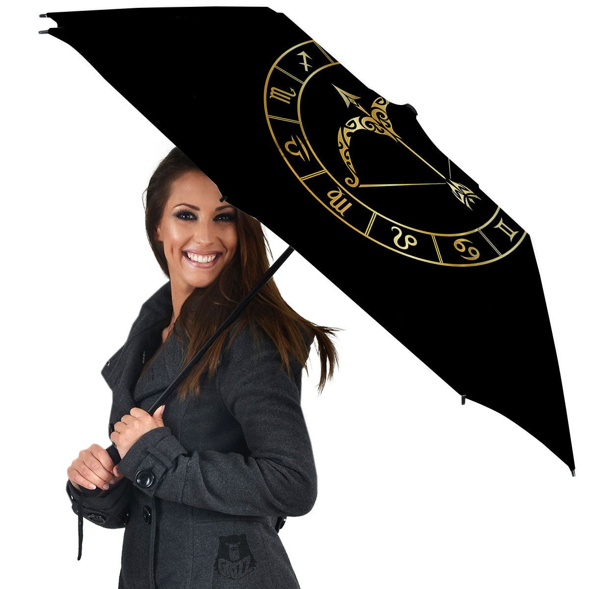 Sign Sagittarius Gold Print Umbrella-grizzshop