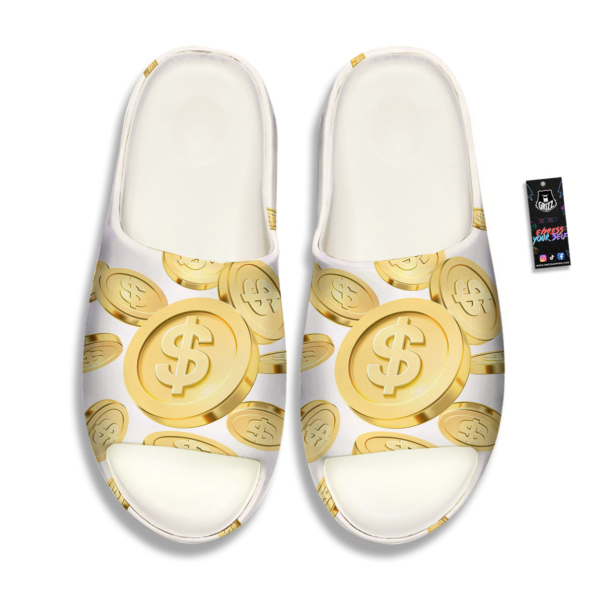 Sign Explosion Golden Dollar Print Sandals-grizzshop