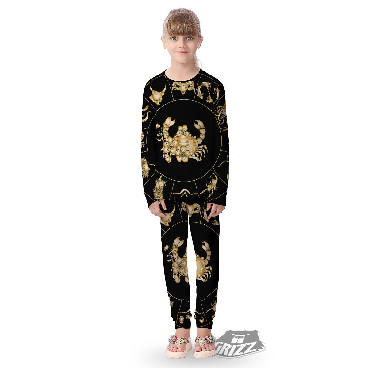 Signs Astrological And Cancer Print Kid's Pajamas-grizzshop