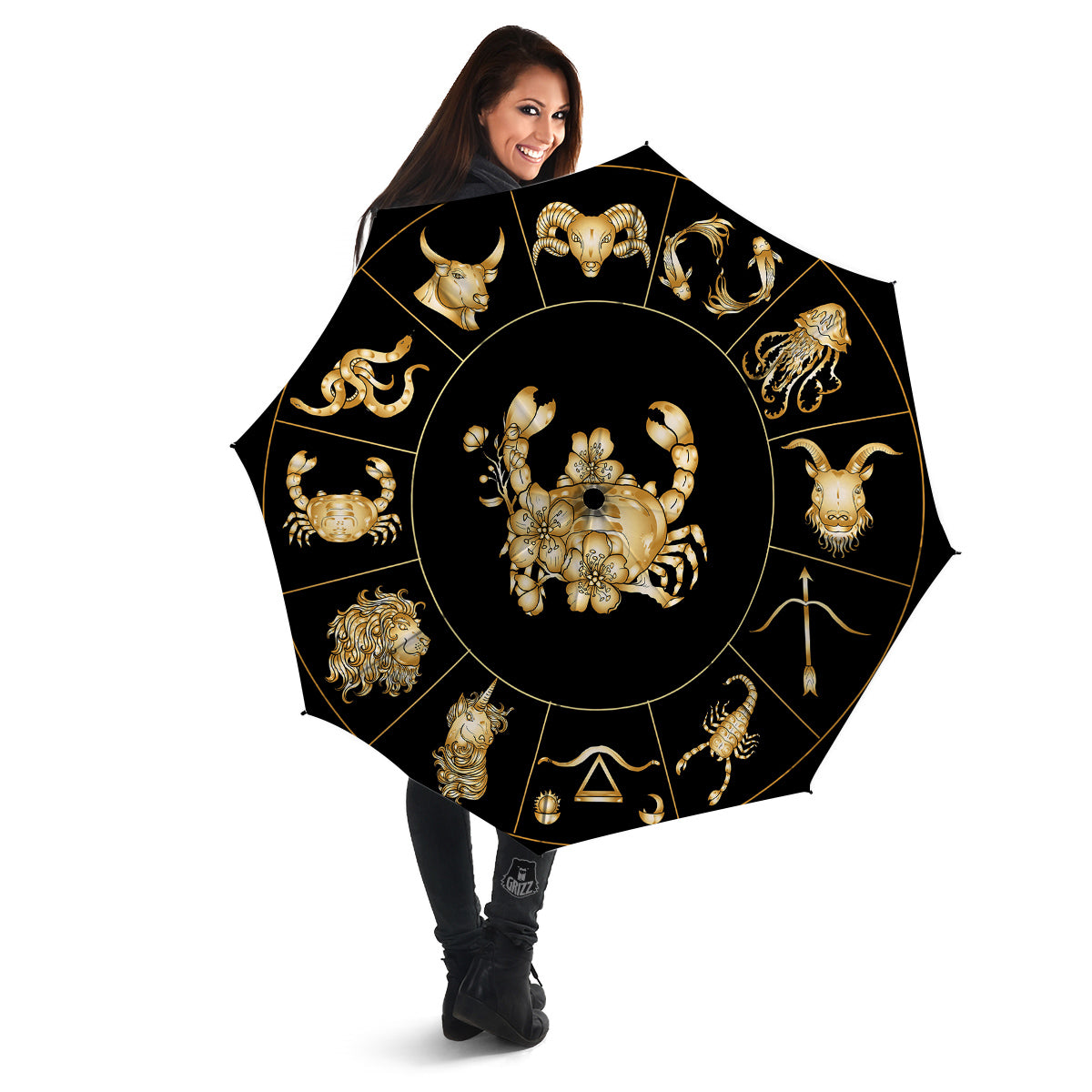 Signs Astrological And Cancer Print Umbrella-grizzshop