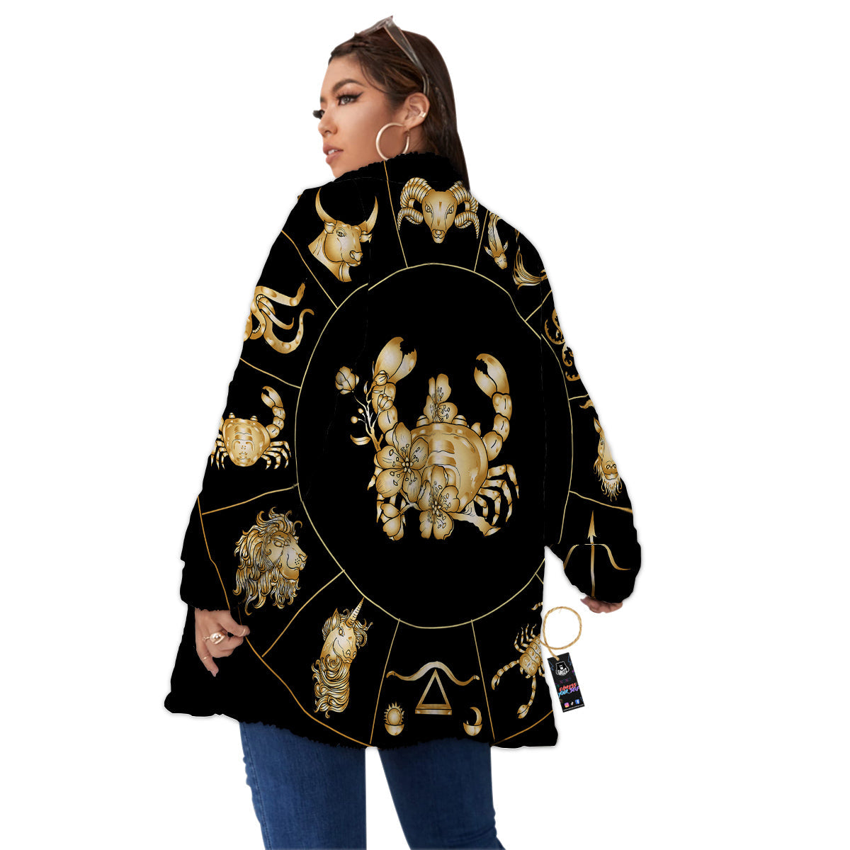 Signs Astrological And Cancer Print Women's Sherpa Jacket-grizzshop