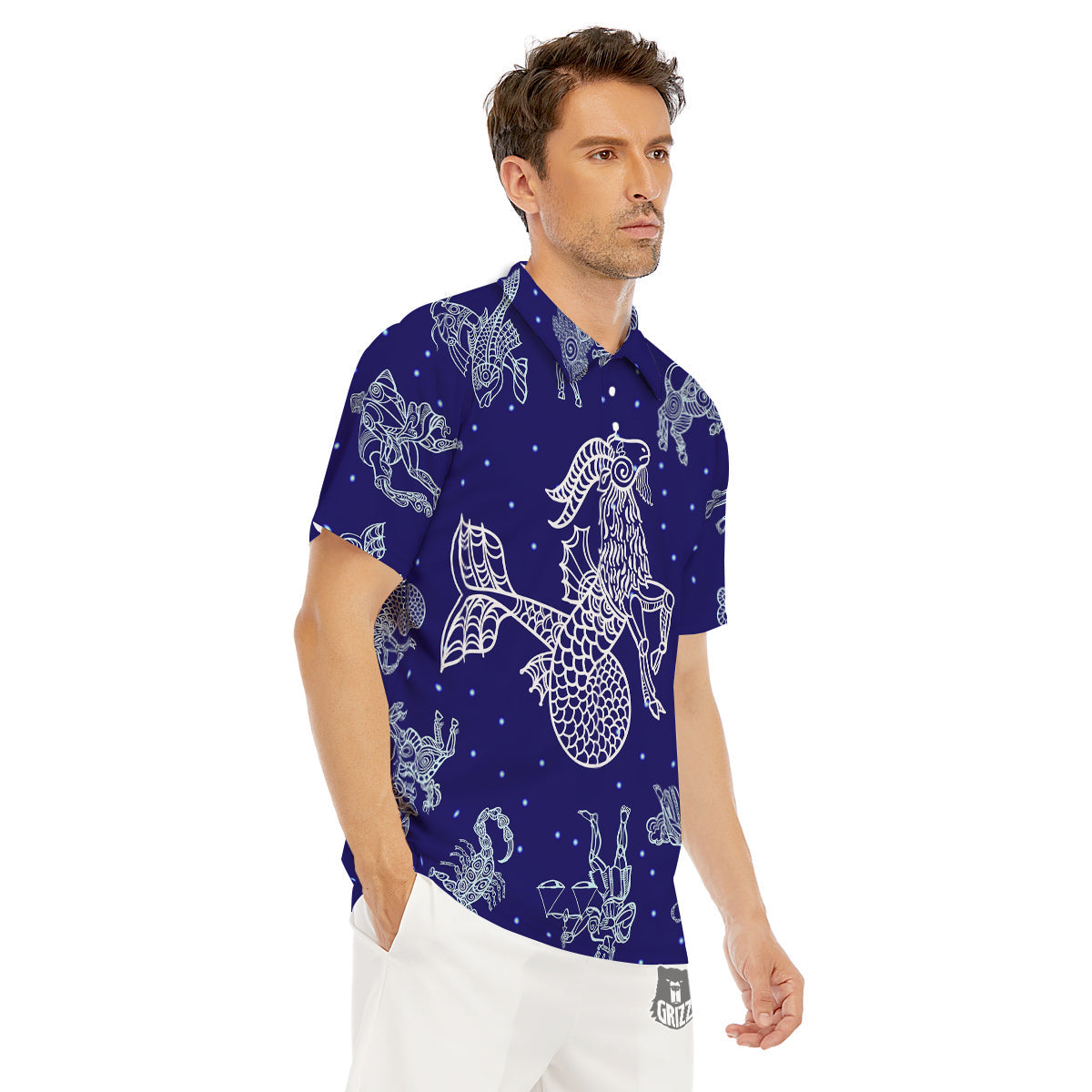 Signs Astrological And Capricorn Print Men's Golf Shirts-grizzshop