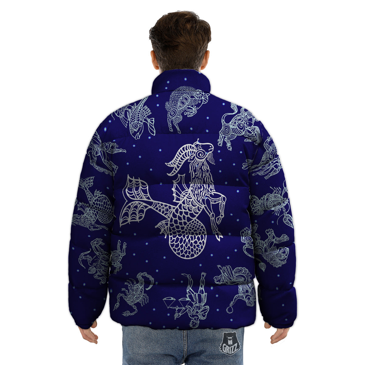 Signs Astrological And Capricorn Print Puffer Jacket-grizzshop