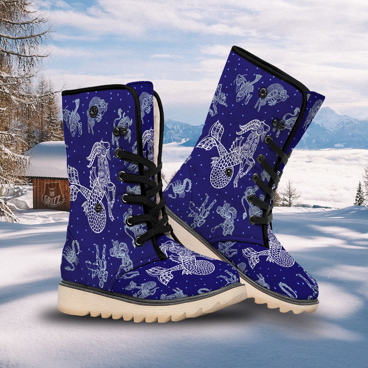 Signs Astrological And Capricorn Print Snow Boots-grizzshop