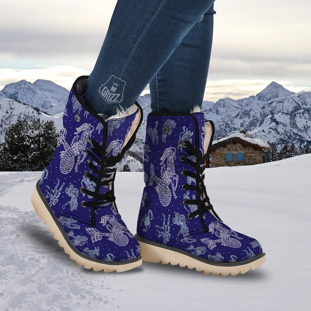 Signs Astrological And Capricorn Print Snow Boots-grizzshop