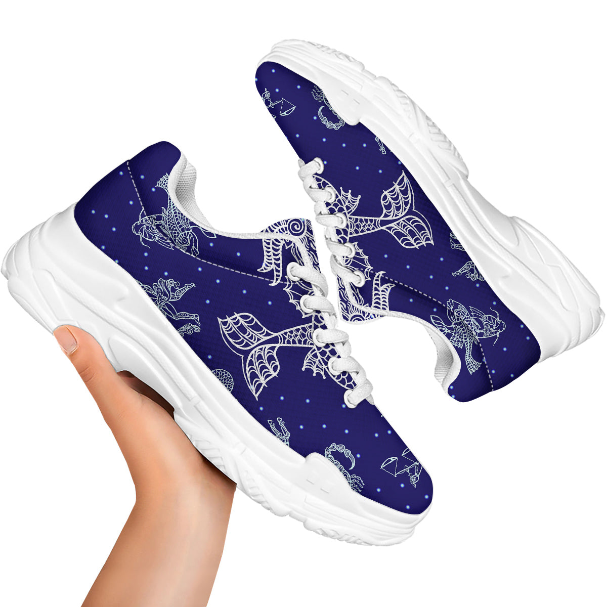 Signs Astrological And Capricorn Print White Chunky Shoes-grizzshop