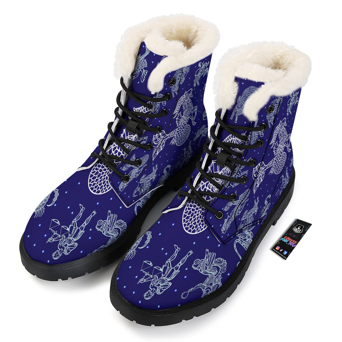 Signs Astrological And Capricorn Print Winter Boots-grizzshop