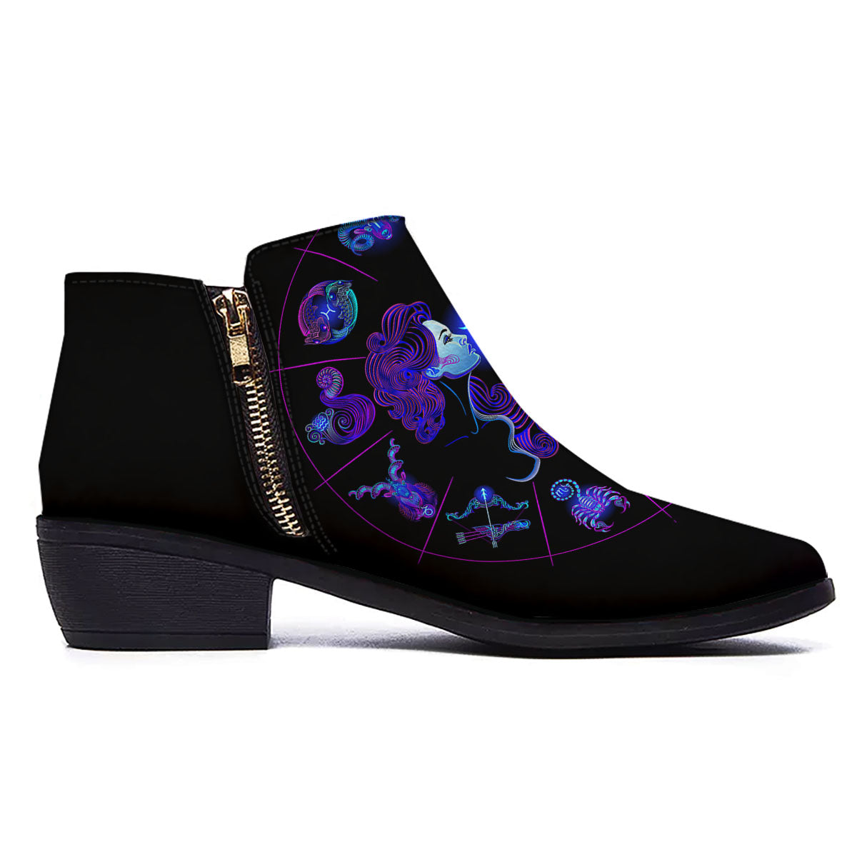 Signs Astrological And Gemini Print Ankle Boots-grizzshop