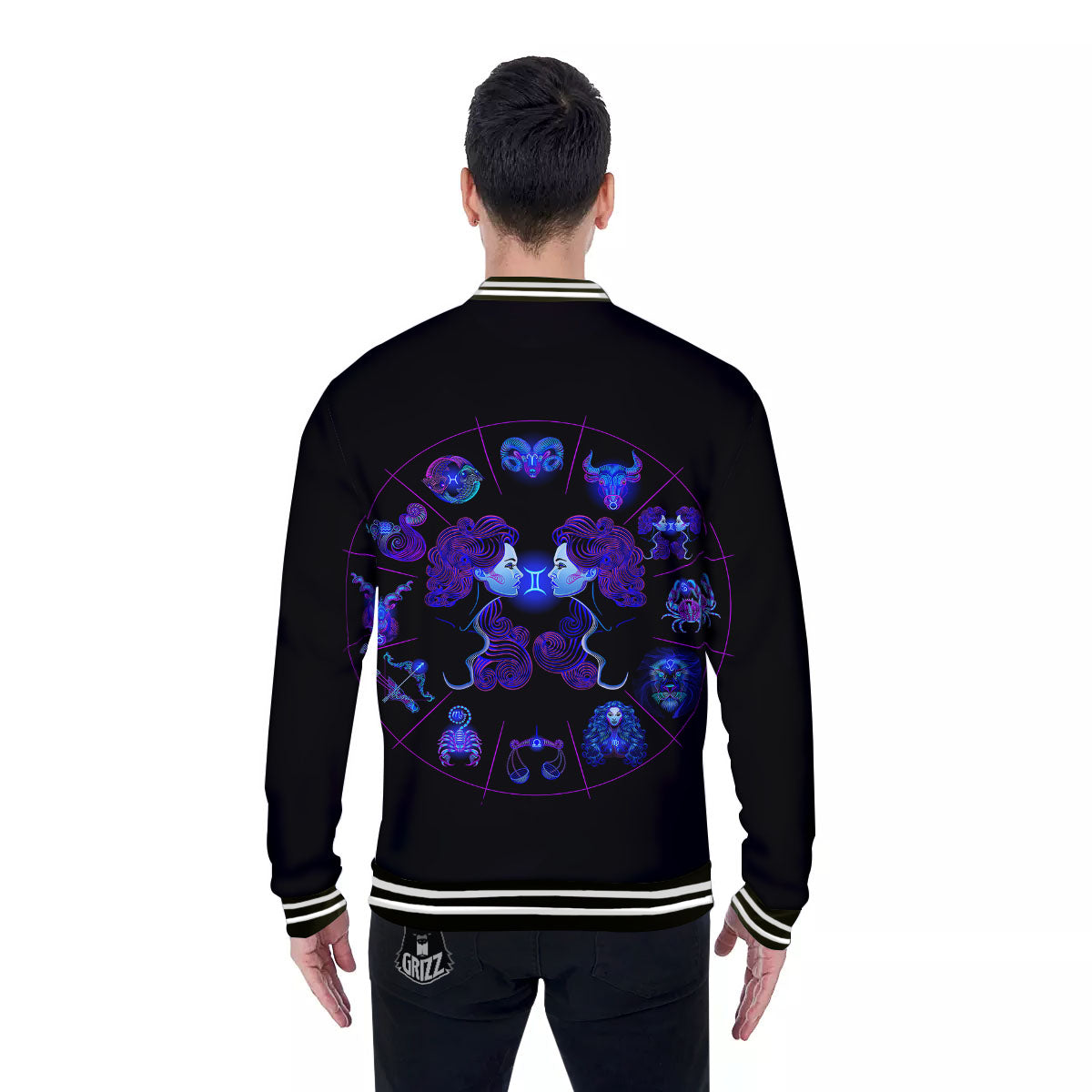 Signs Astrological And Gemini Print Baseball Jacket-grizzshop