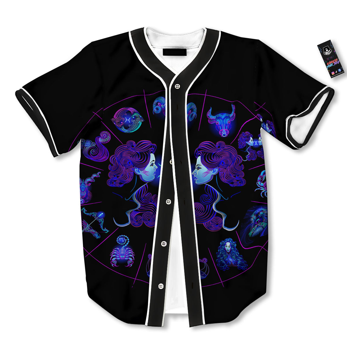 Signs Astrological And Gemini Print Baseball Jersey-grizzshop