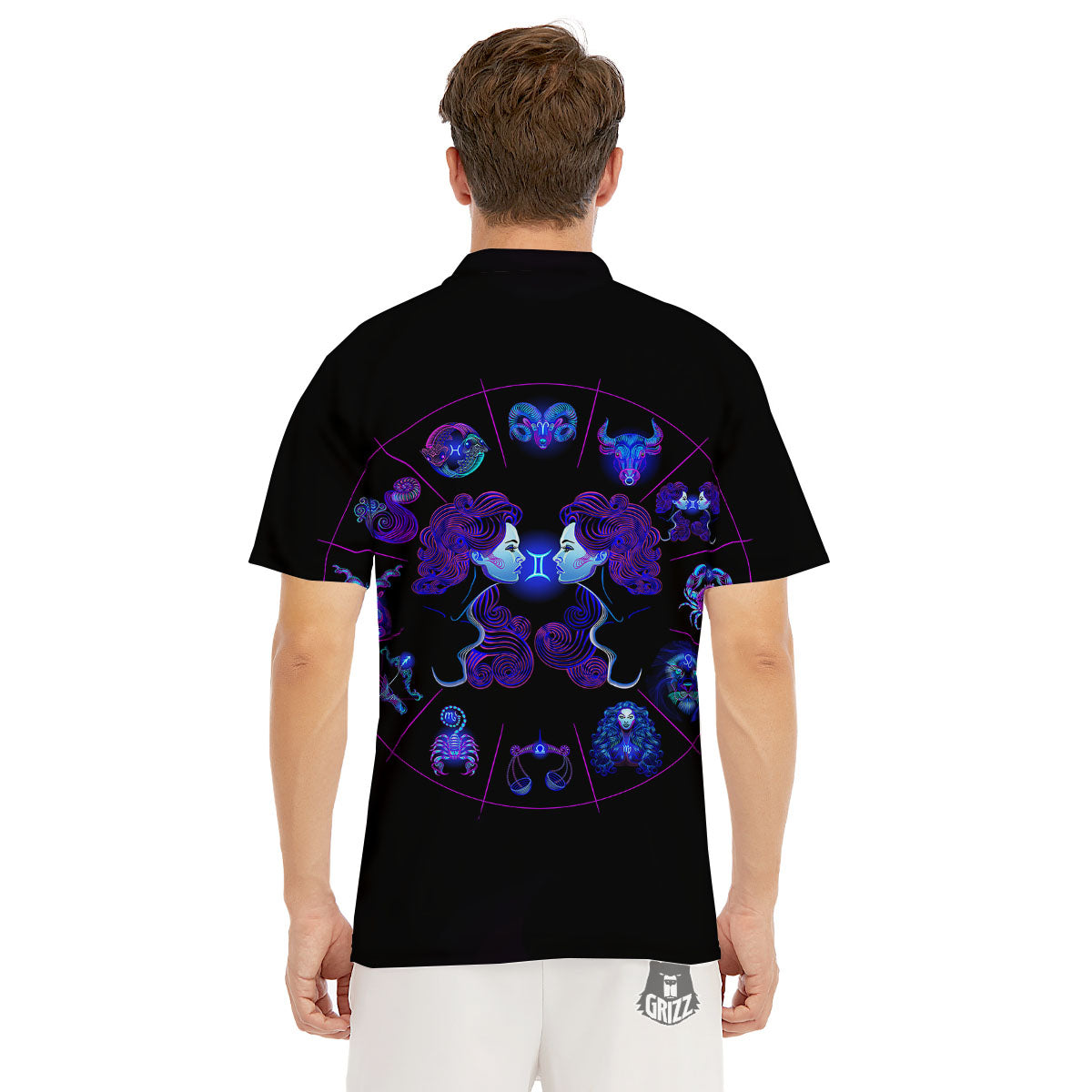 Signs Astrological And Gemini Print Men's Golf Shirts-grizzshop