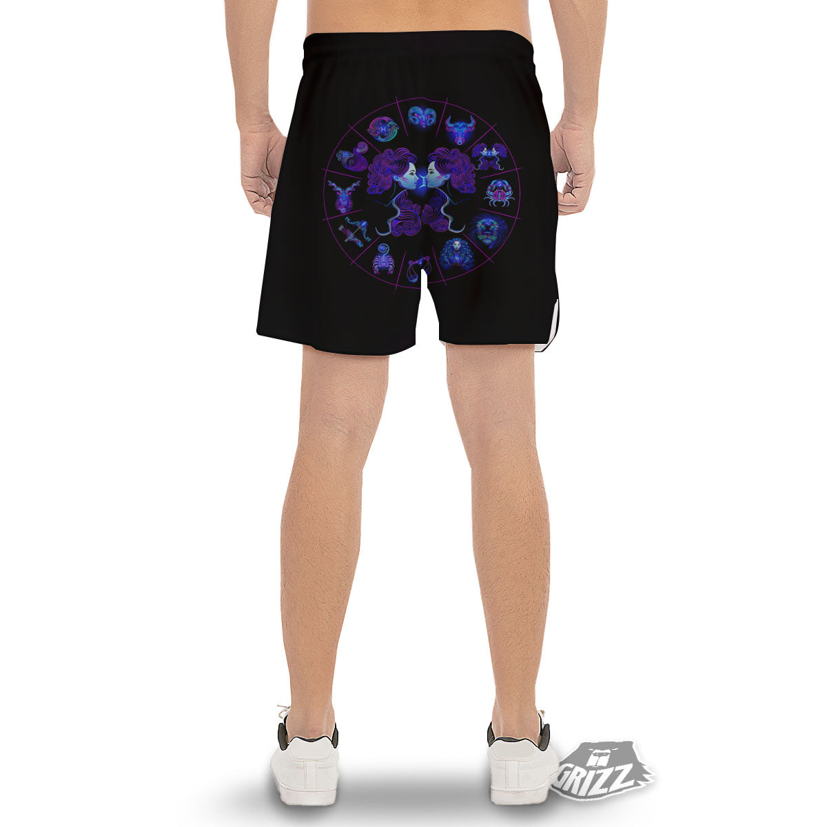 Signs Astrological And Gemini Print Men's Gym Shorts-grizzshop