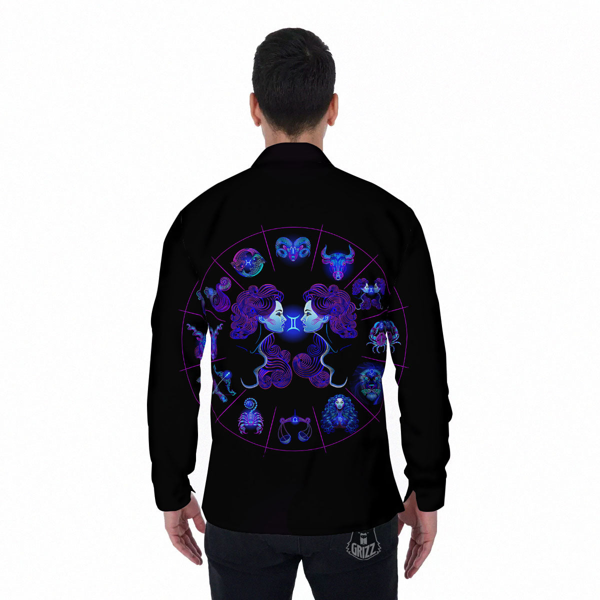Signs Astrological And Gemini Print Men's Long Sleeve Shirts-grizzshop